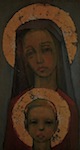 Madonna-ikoni, öljy ja lehtikulta puulle, 1975, yksityiskokoelma
